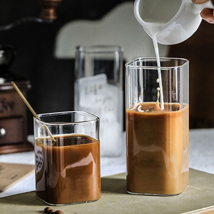 Borosilicate Glass Single-layer Household Transparent Square Water Cup